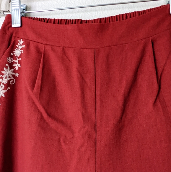 Blu Pepper Wide Leg Cinnamon Pants with Floral Embroidery - Picture 4 of 7